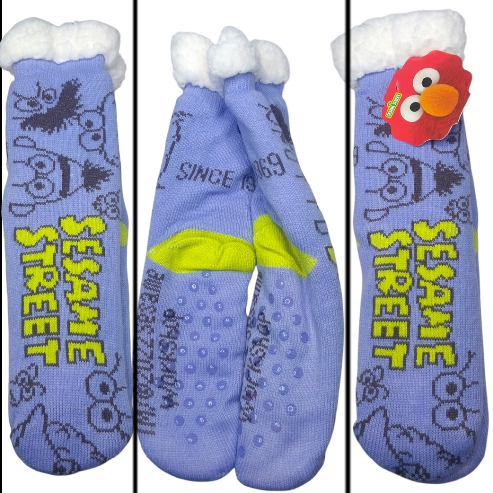 🥳 FREE with purchase- Sesame Street Sherpa Lined Gripper Bottom Slipper Socks